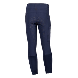 Pantalon HKM Maui fond intégral en silicone enfant Bleu profond