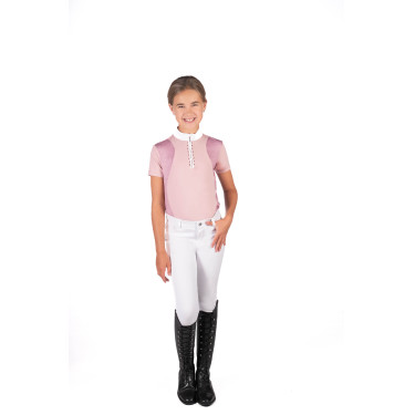 Polo de concours HKM Glam enfant Vieux rose