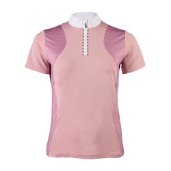 Polo de concours HKM Glam manches courtes femme Vieux rose