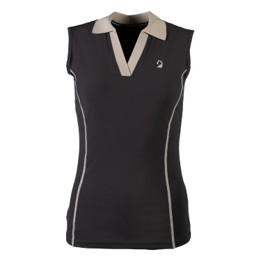 Polo HKM sans manches femme Limone Noir