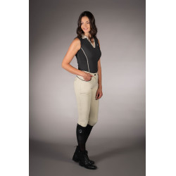 HKM mouwloos damespoloshirt Limone Zwart