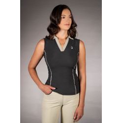 HKM mouwloos damespoloshirt Limone Zwart