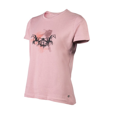 T-shirt HKM femme Running Horse manches courtes Vieux rose T-shirt HKM femme Running Horse manches courtes Vieux rose