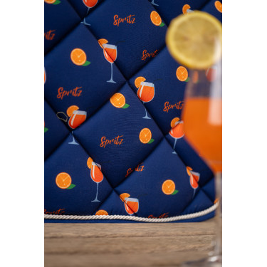HKM Splash zadeldekje Donkerblauw / oranje