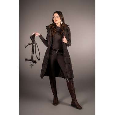 Dames lange mouwloze vest Lauria Garrelli Arezzo Donkerbruin