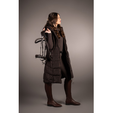 Dames lange mouwloze vest Lauria Garrelli Arezzo Donkerbruin