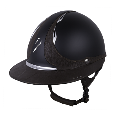 Casque Antares Origin Référence visière Eclipse Swarovski Noir / cuir marron Casque Antares Origin Référence visière Eclipse Swarovski Noir / cuir marron