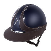 Casque Antares Origin Galaxy visière Eclipse Swarovski Bleu / cuir marron