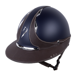 Casque Antares Origin Galaxy visière Eclipse Swarovski Bleu / cuir marron