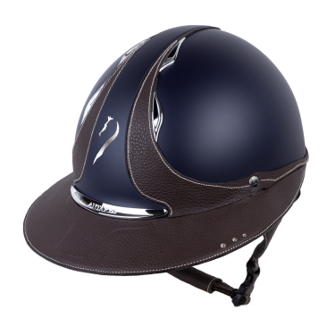 Casque Antares Origin Galaxy visière Eclipse Swarovski Bleu / cuir marron