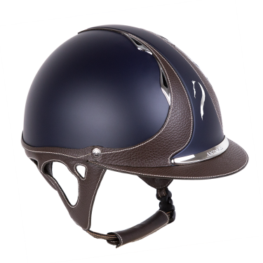 Antares Origin Galaxy-rijhelm met standaardklep Blauw / bruin leer