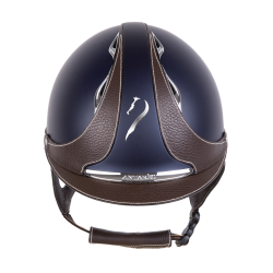 Antares Origin Galaxy-rijhelm met standaardklep Blauw / bruin leer