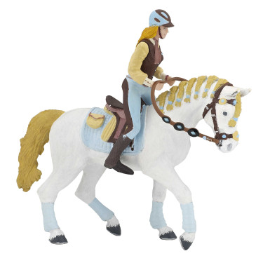 Beeldje Paard van de volwassen ruiter Fashion blauw Papo