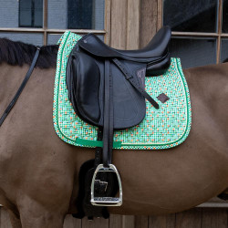 Tapis de Selle Velvet Pied-de-Poule Dressage Kentucky Vert clair / colourful