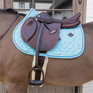 Zadelpad Velvet Pied-de-Poule Jumping Kentucky Marine / kleurig Blauw