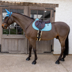 Zadelpad Velvet Pied-de-Poule Jumping Kentucky Marine / kleurig Blauw