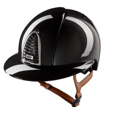 Casque Kep Cromo 2.0 shine noir visière polo Jugulaire beige