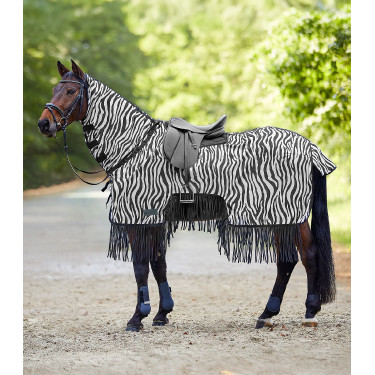 Chemise anti-mouches Waldhausen avec franges Zebra Noir / blanc