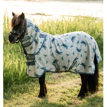 Couverture anti-mouches Horseware Amigo Bug Rug Petite 0g Motif libellule / argent / bleu / sauge Motifs