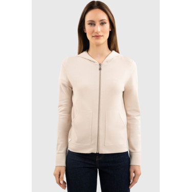 Sweat zippé maille Harcour Amelie Coquillage Beige