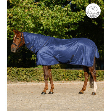 Couverture anti-mouches Waldhausen FlyControl avec couvre-cou Bleu