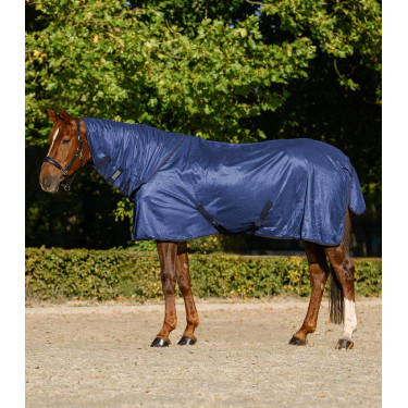 Couverture anti-mouches Waldhausen FlyControl avec couvre-cou Bleu