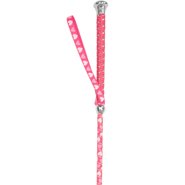 Cravache Waldhausen pour enfant petits cœurs et claquette en forme de cœur Rose