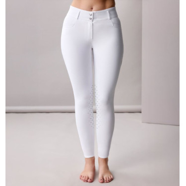 Pantalon Horseware taille haute femme Allora Alessandro Albanese grip genoux Blanc