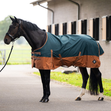 Buiten deken Imperial Riding Customized 400g met hals Donkergroen / vos Buiten deken Imperial Riding Customized 400g met hals Donkergroen / vos