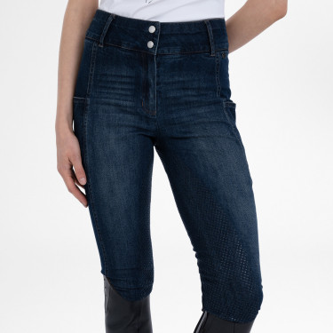 Euro-Star Classic Slim denim rijbroek dames Donker denimblauw