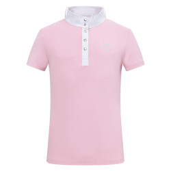 Polo de concours manches courtes Imperial Riding Basic glam Kids Barbe à papa Rose