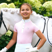 Polo de concours manches courtes Imperial Riding Basic glam Kids Barbe à papa Rose