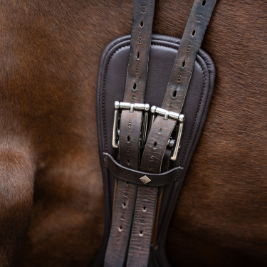 Sangle de dressage Imperial Riding anatomique avec boucles à rouleaux Marron foncé