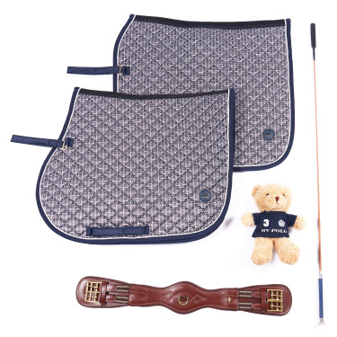 HV Polo Pilar print dressuurzadeldek Marine Marineblauw