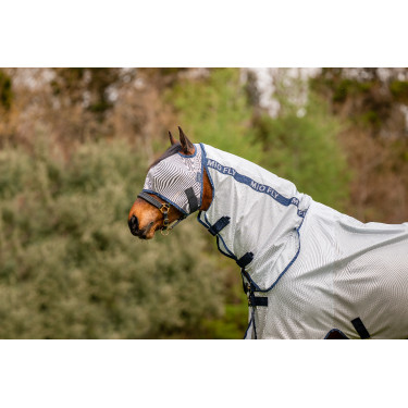 Vliegenmasker Horseware Mio zonder oren Maanlichtgrijs / marineblauw Bruin Vliegenmasker Horseware Mio zonder oren Maanlichtgrijs / marineblauw Bruin