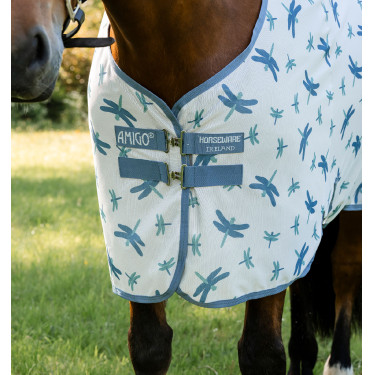 Chemise anti-mouches Horseware Amigo Bug Rug XL Plus Motif libellule / argent / bleu / sauge Motifs Chemise anti-mouches Horseware Amigo Bug Rug XL Plus Motif libellule / argent / bleu / sauge Motifs