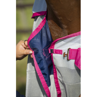 Couverture anti-mouches Bucas Buzz-Off Rain avec couvre-cou Bleu blossom Couverture anti-mouches Bucas Buzz-Off Rain avec couvre-cou Bleu blossom