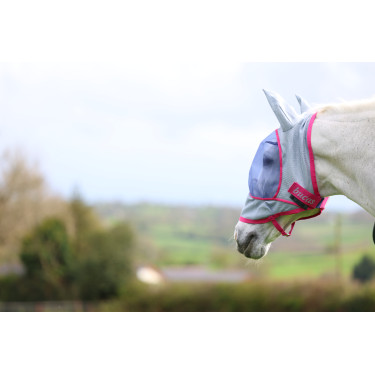 Masque anti-mouches Bucas Buzz-Off Deluxe avec oreilles Bleu blossom