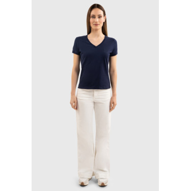 Tee-shirt Harcour Aquila manches courtes femme France Marine Bleu marine