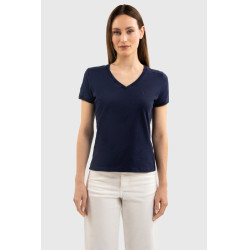 Tee-shirt Harcour Aquila manches courtes femme France Marine Bleu marine