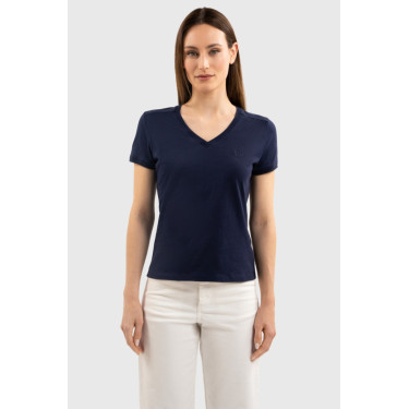Tee-shirt Harcour Aquila manches courtes femme France Marine Bleu marine