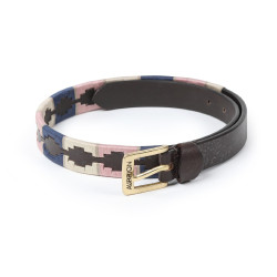 Ceinture Shires Drover Skinny Polo Marine / rose / naturel Bleu Ceinture Shires Drover Skinny Polo Marine / rose / naturel Bleu