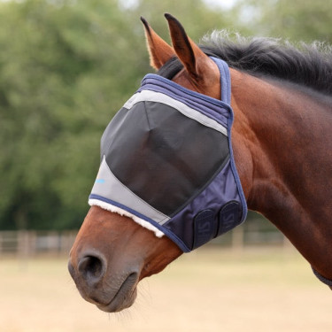 Shires FlyGuard Pro fijnmazig anti-vliegenmasker zonder oren Marine Marineblauw Shires FlyGuard Pro fijnmazig anti-vliegenmasker zonder oren Marine Marineblauw