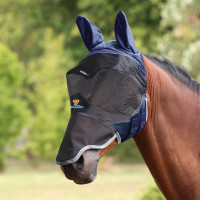 Masque anti-mouches Shires FlyGuard Pro Deluxe avec oreilles et nez Marine Bleu marine