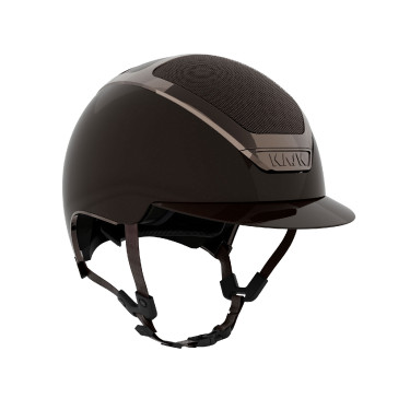 Kask Dogma Pure Shine helm met lichtbruine kinriem Espressobruin