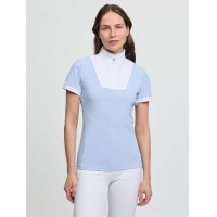 Polo de concours LeMieux plissé manches courtes Sophia femme Mist Bleu