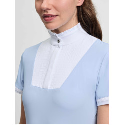 LeMieux wedstrijdpolo geplisseerd met korte mouwen Sophia dames Mist Blauw