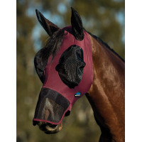 Masque anti-mouches Weatherbeeta ComFiTec Luxe Stretch avec oreilles et nez Bordeaux / noir