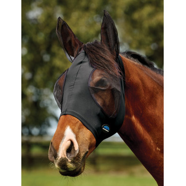 Weatherbeeta ComFiTec Deluxe Stretch anti-vliegenmasker met oren Zwart / zwart