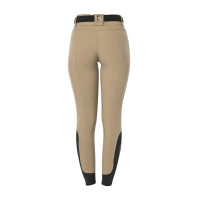 Pantalon d’équitation femme Equestro grip genoux taille haute Encens Beige